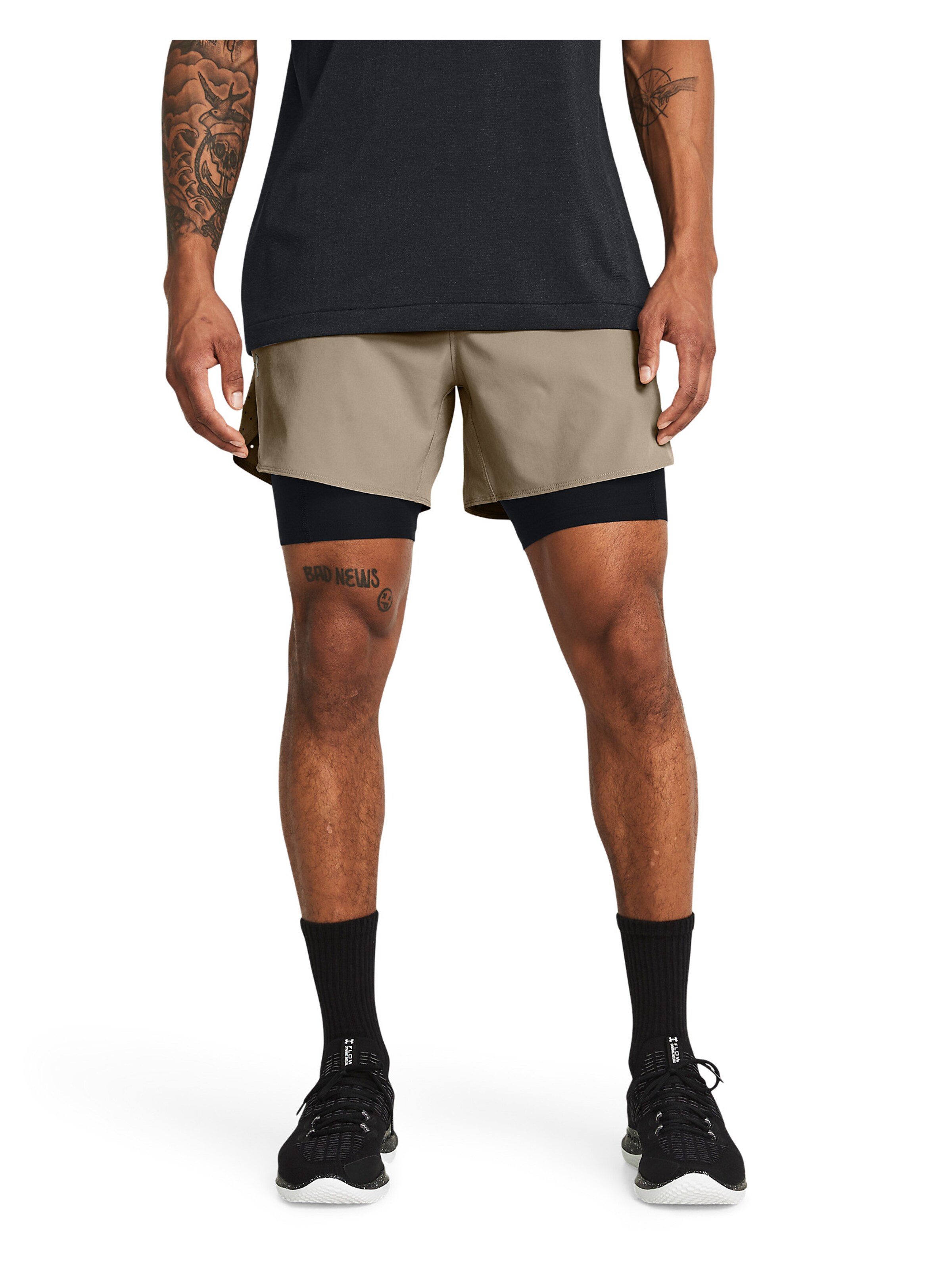 UNDER ARMOUR Regular Sportbroek 'Vanish Elite 2in1' in Bruin: voorkant