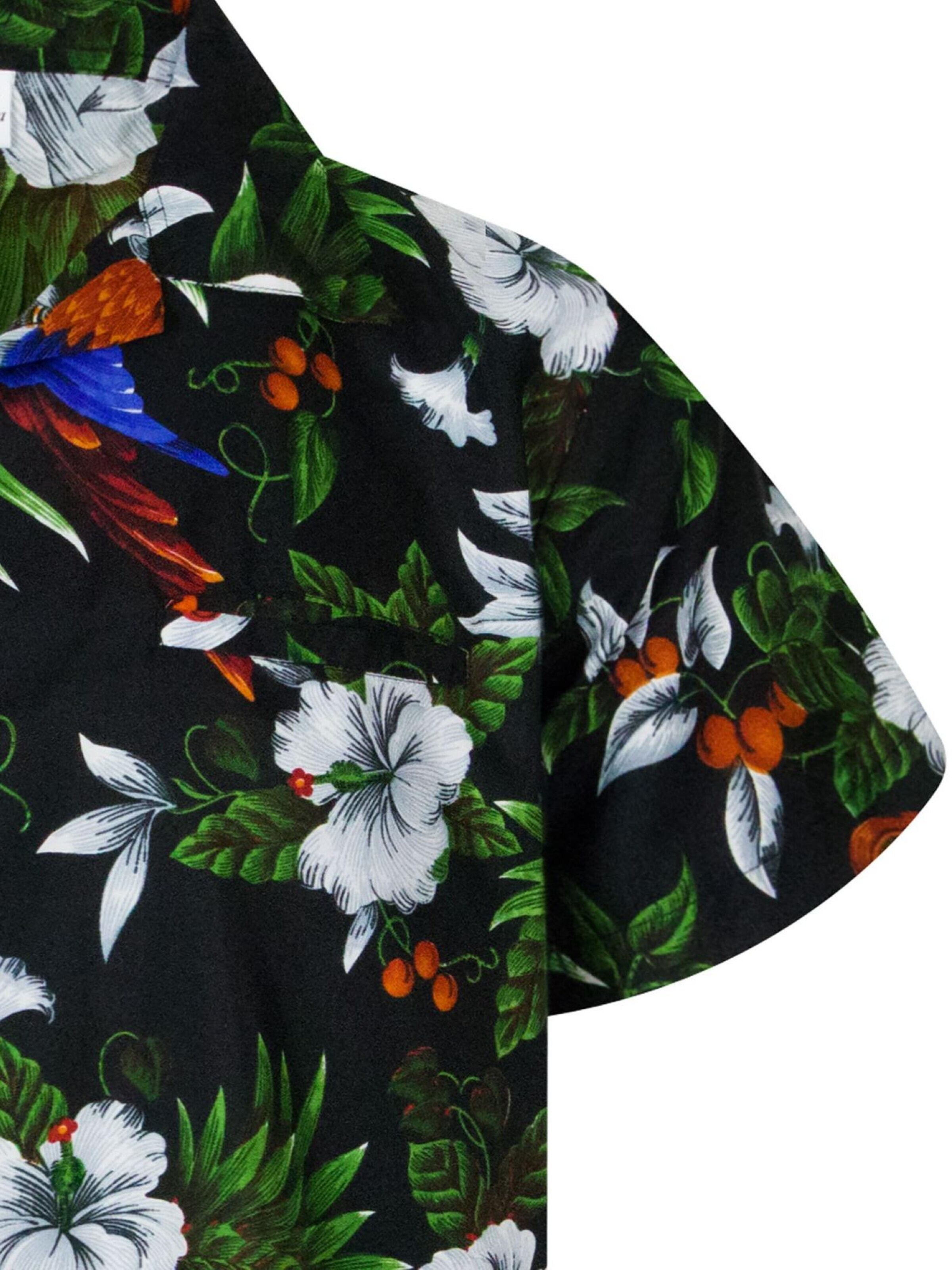 King Kameha Shirt 'Cherryparrot' in Black