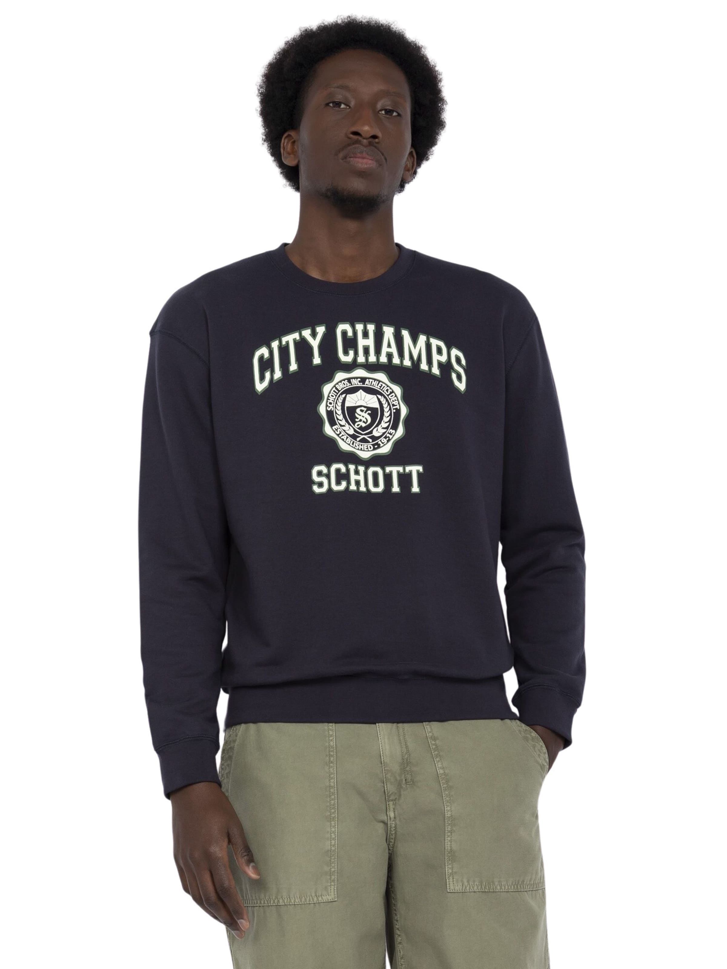 Sweat-shirt 'Swivan1' Schott NYC en bleu : devant