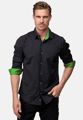 Rusty Neal Regular Fit Hemd in Schwarz: Vorderseite