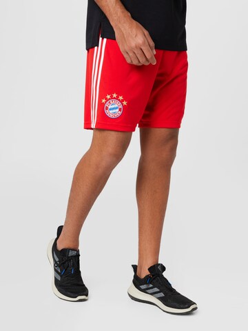 ADIDAS SPORTSWEAR Regular Workout Pants 'FC Bayern München 22/23 Home' in Red: front