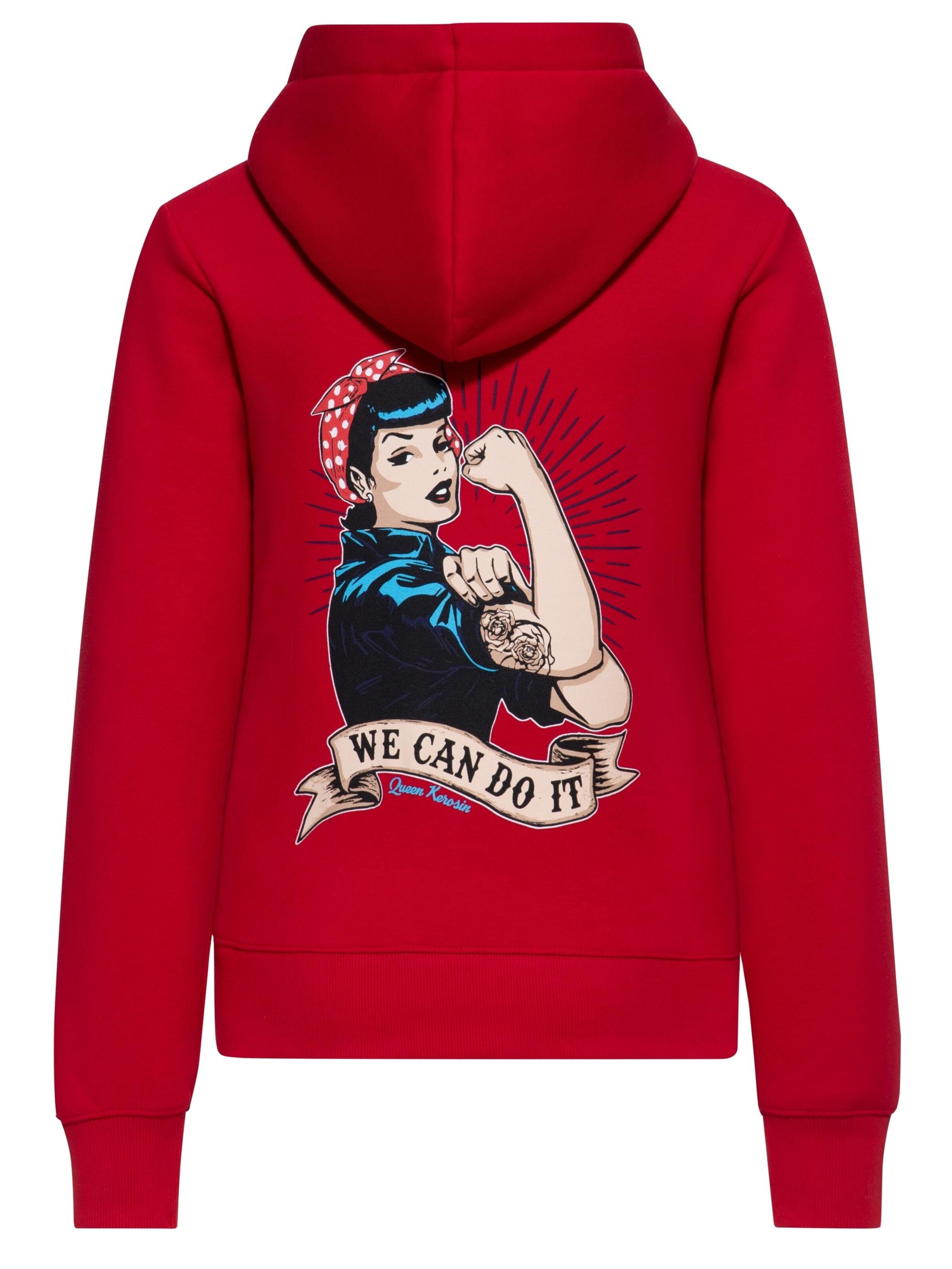 Queen Kerosin Pullover 'We Can Do it' in Rot
