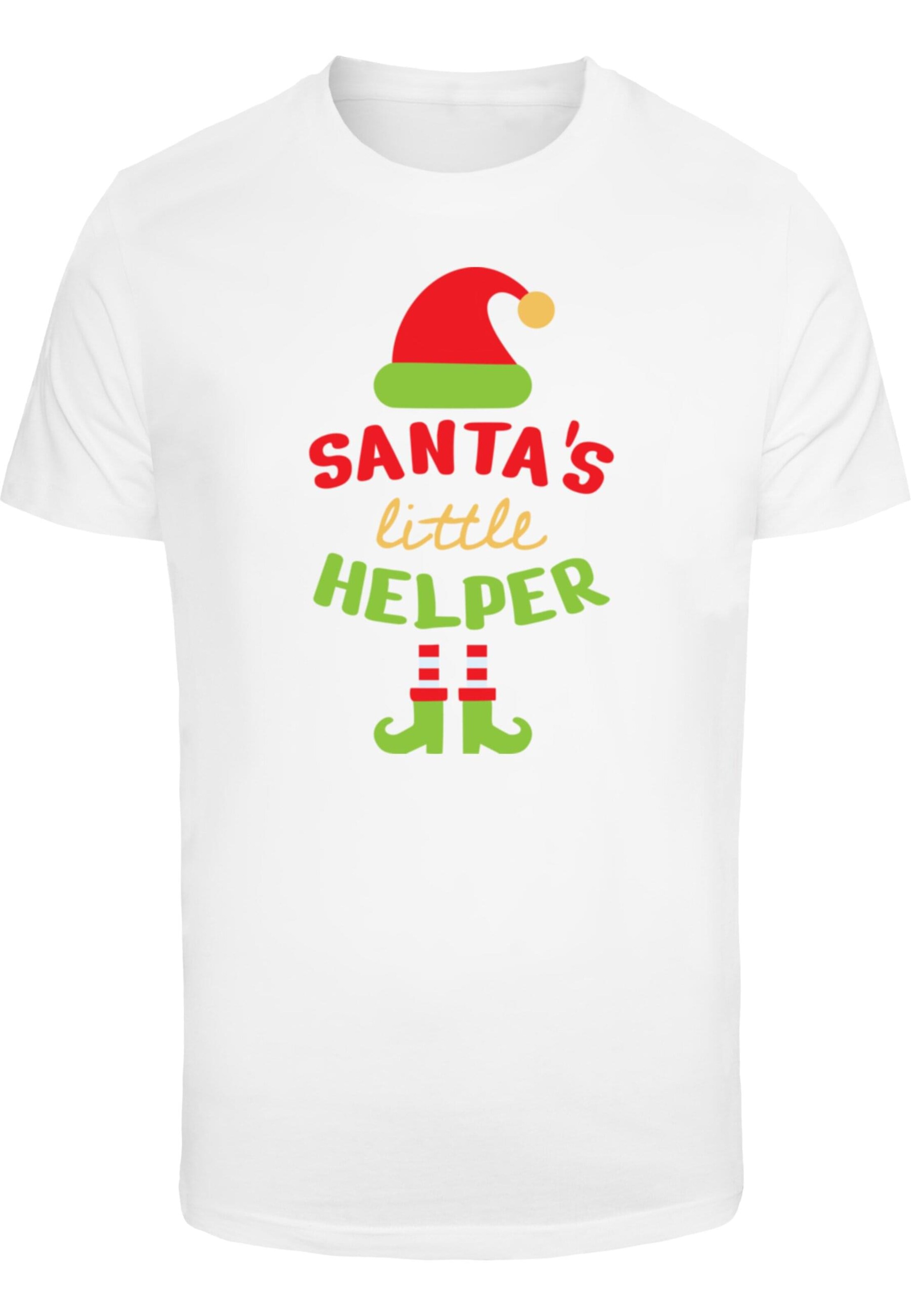 Merchcode Shirt 'Christmas Santa´s Little Helper' in White: front