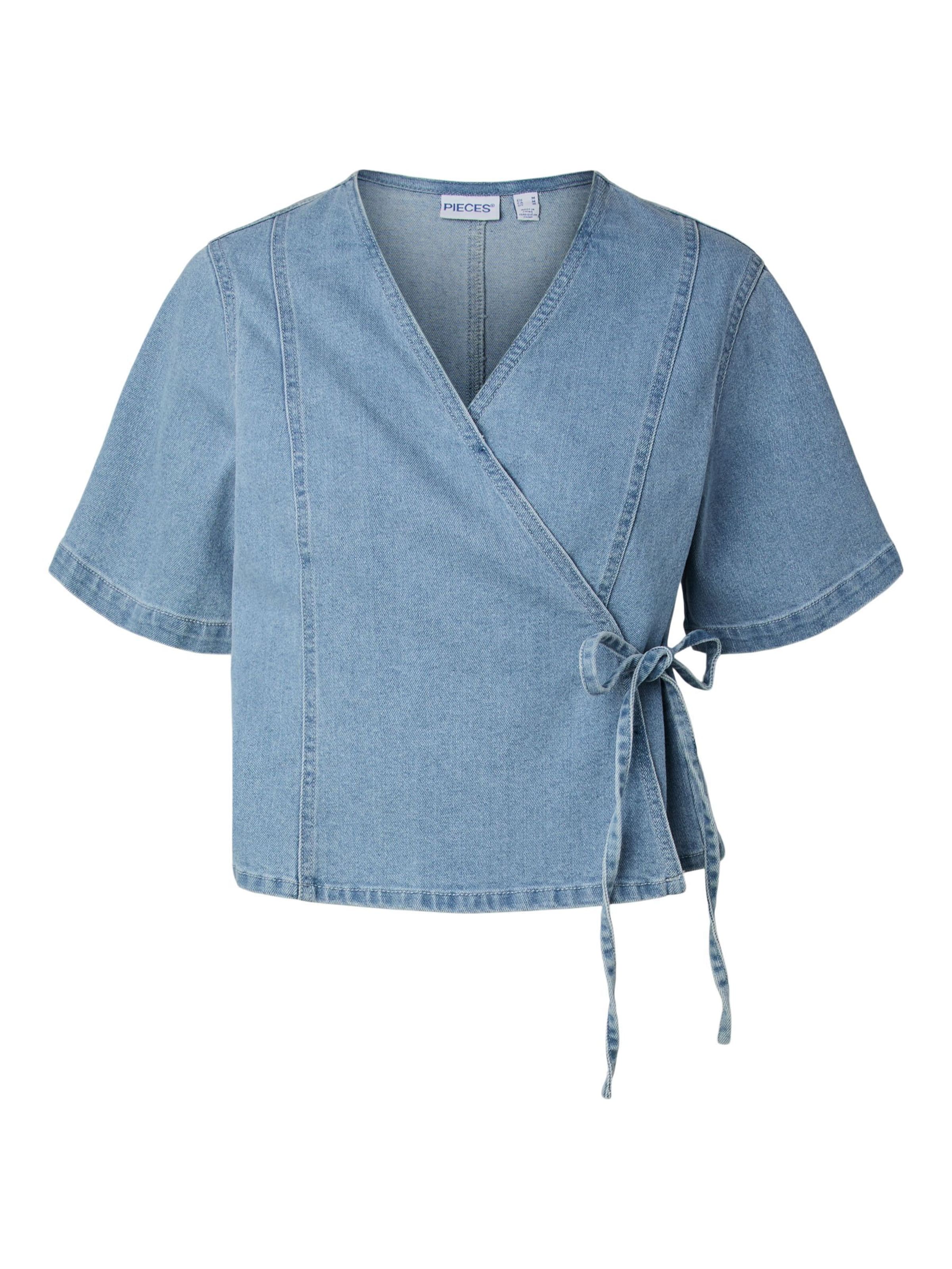 Camicia da donna 'Flora Wickle' di PIECES in blu: frontale