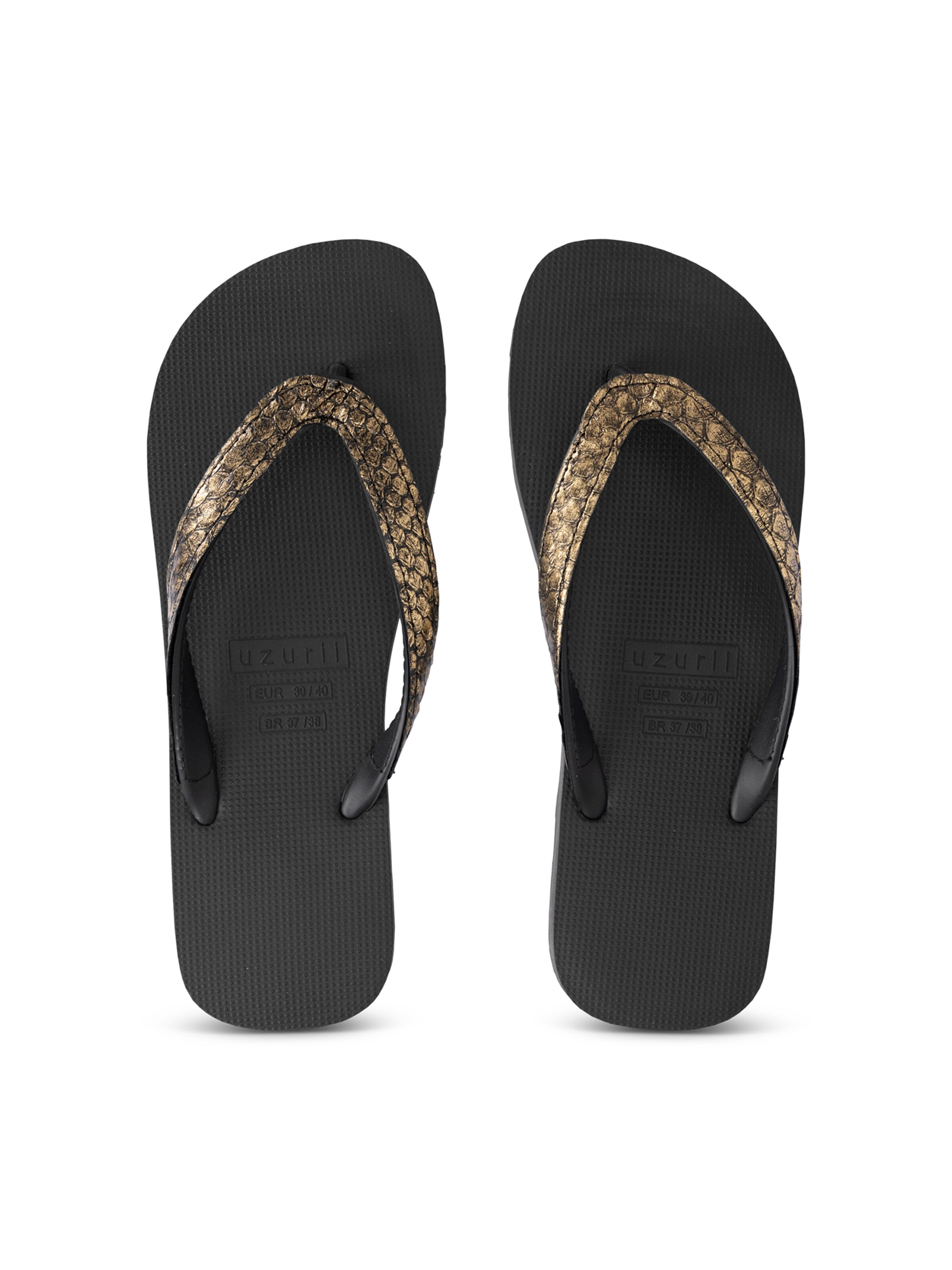 Uzurii Luxury Footwear T-Bar Sandals 'Python' in Black
