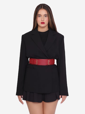 Haute Cuir Bælte 'Double Buckle' i rød