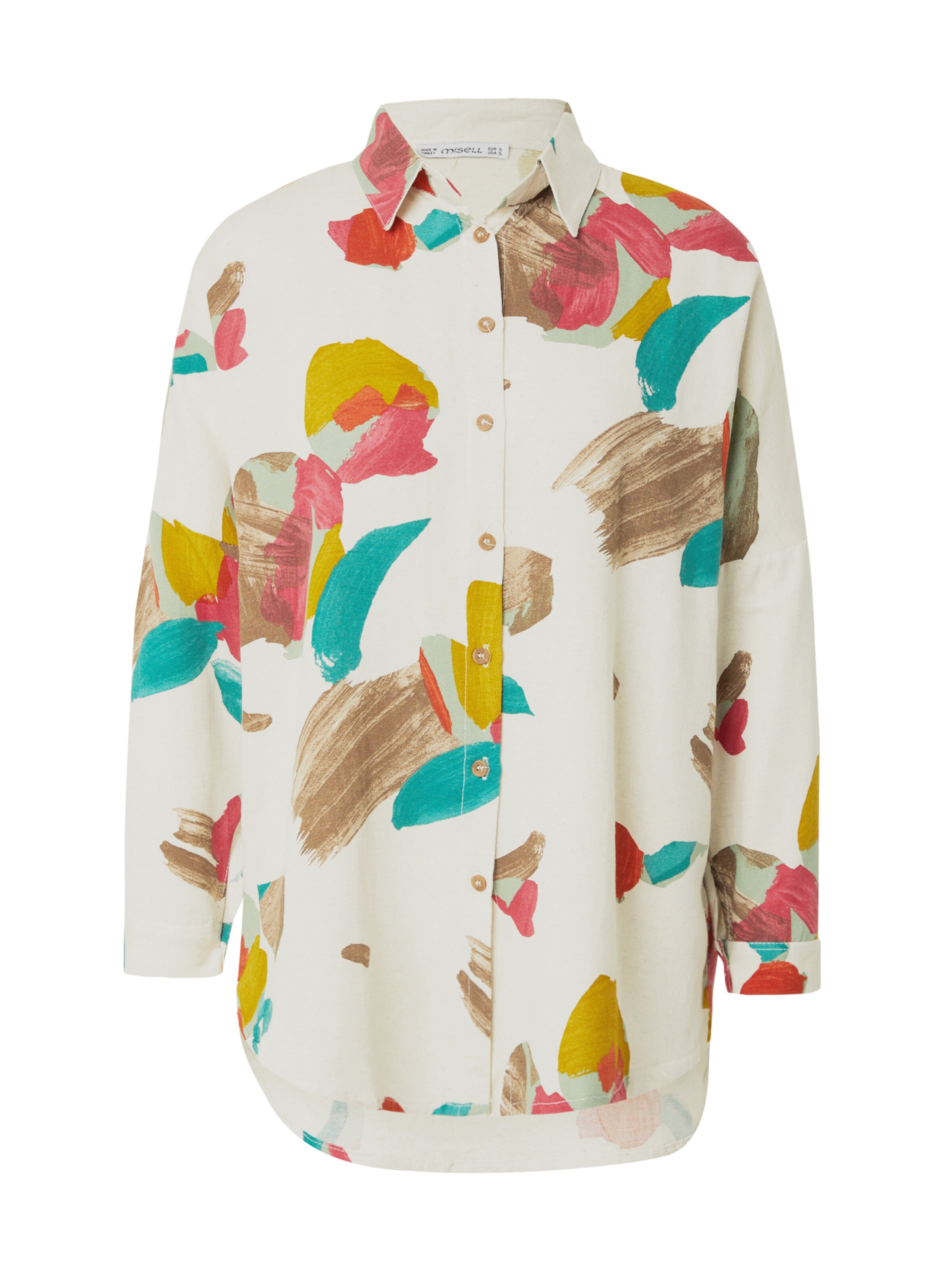 Bianco Lucci Bluse in hellbeige / cyanblau / braun / rot, Produktansicht