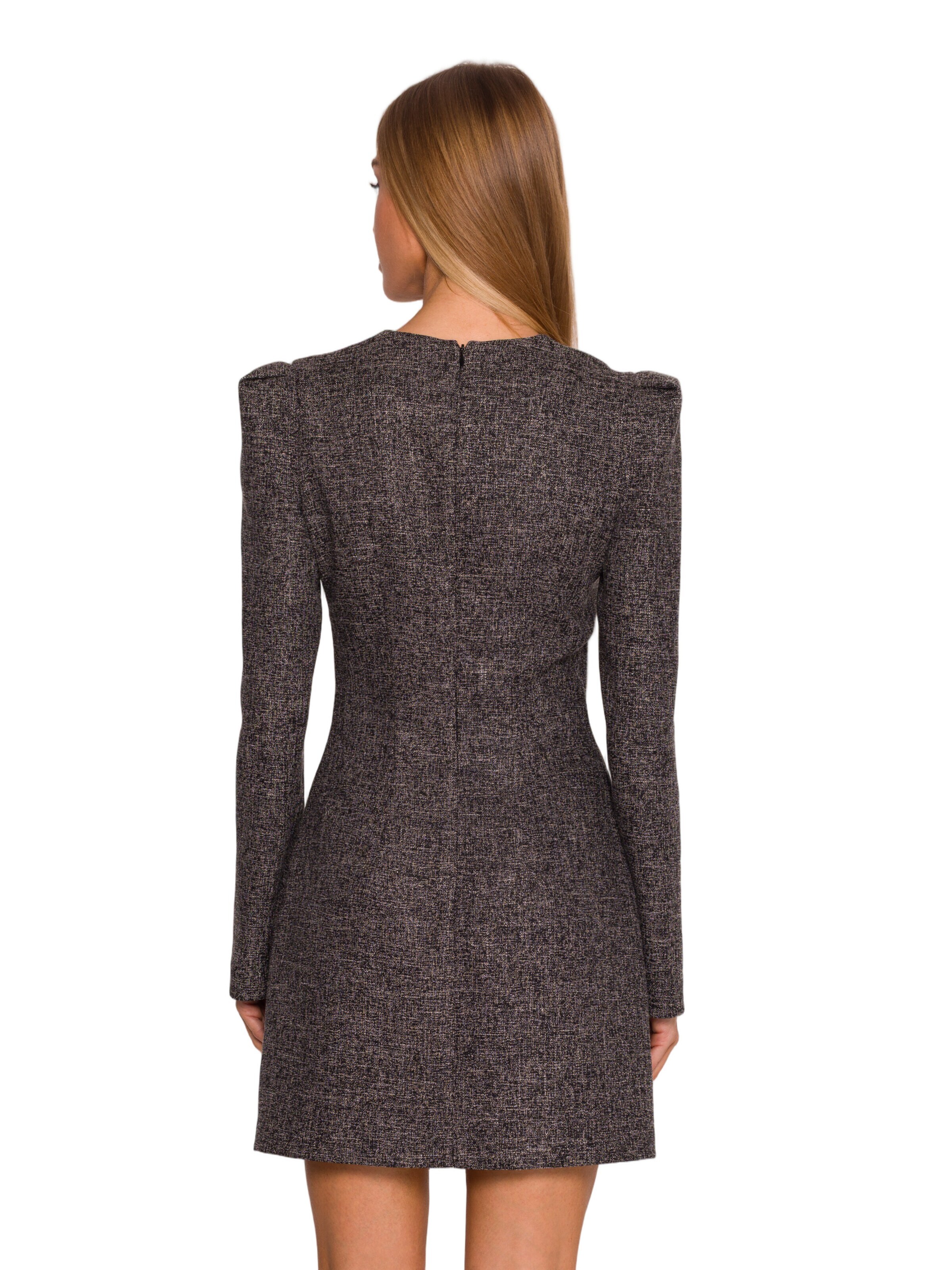 Rochie 'Sukienka tweedowa z kokardą szyfonową' de la made of emotion pe negru