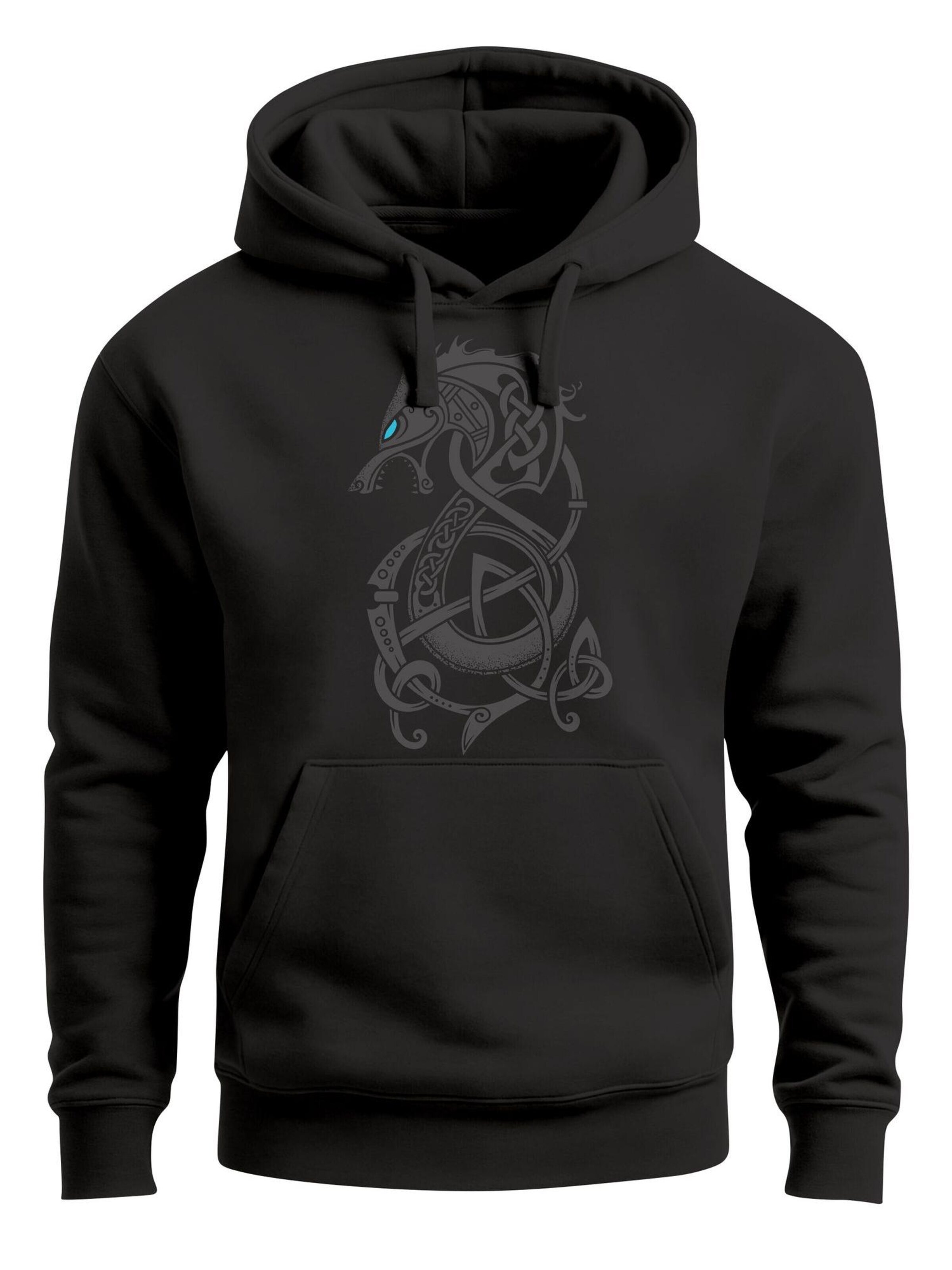 Neverless Sweatshirt 'Fenrir Odin' in Black: front