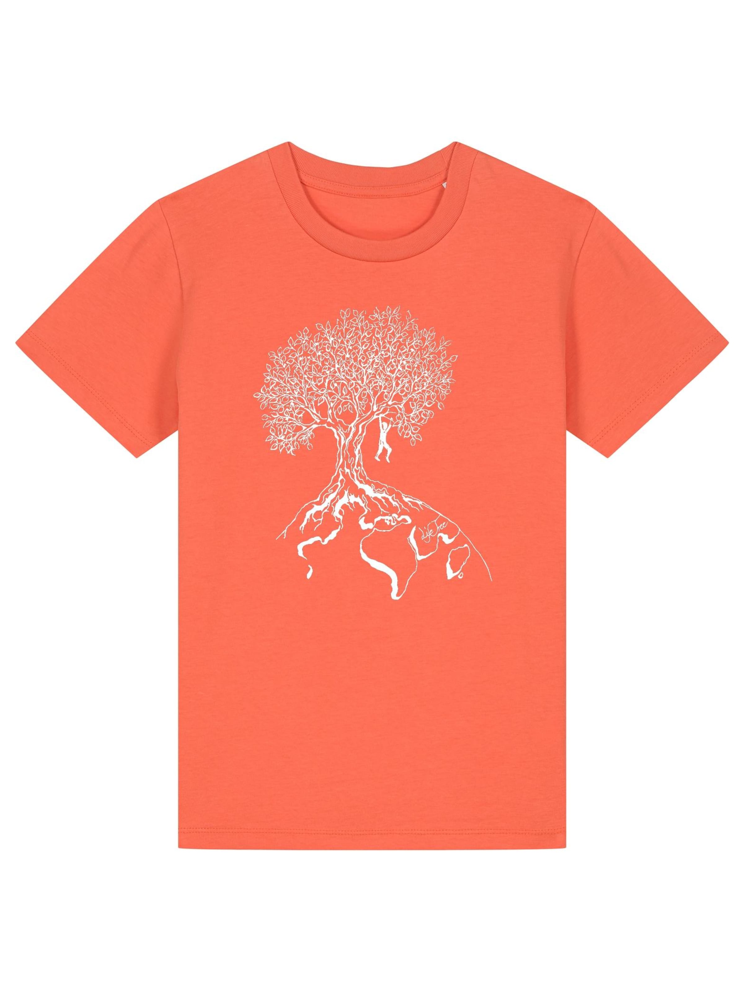 Life-Tree Shirt 'Organic Fairwear Shirt Kids Unisex Hanging On' in Orange: front