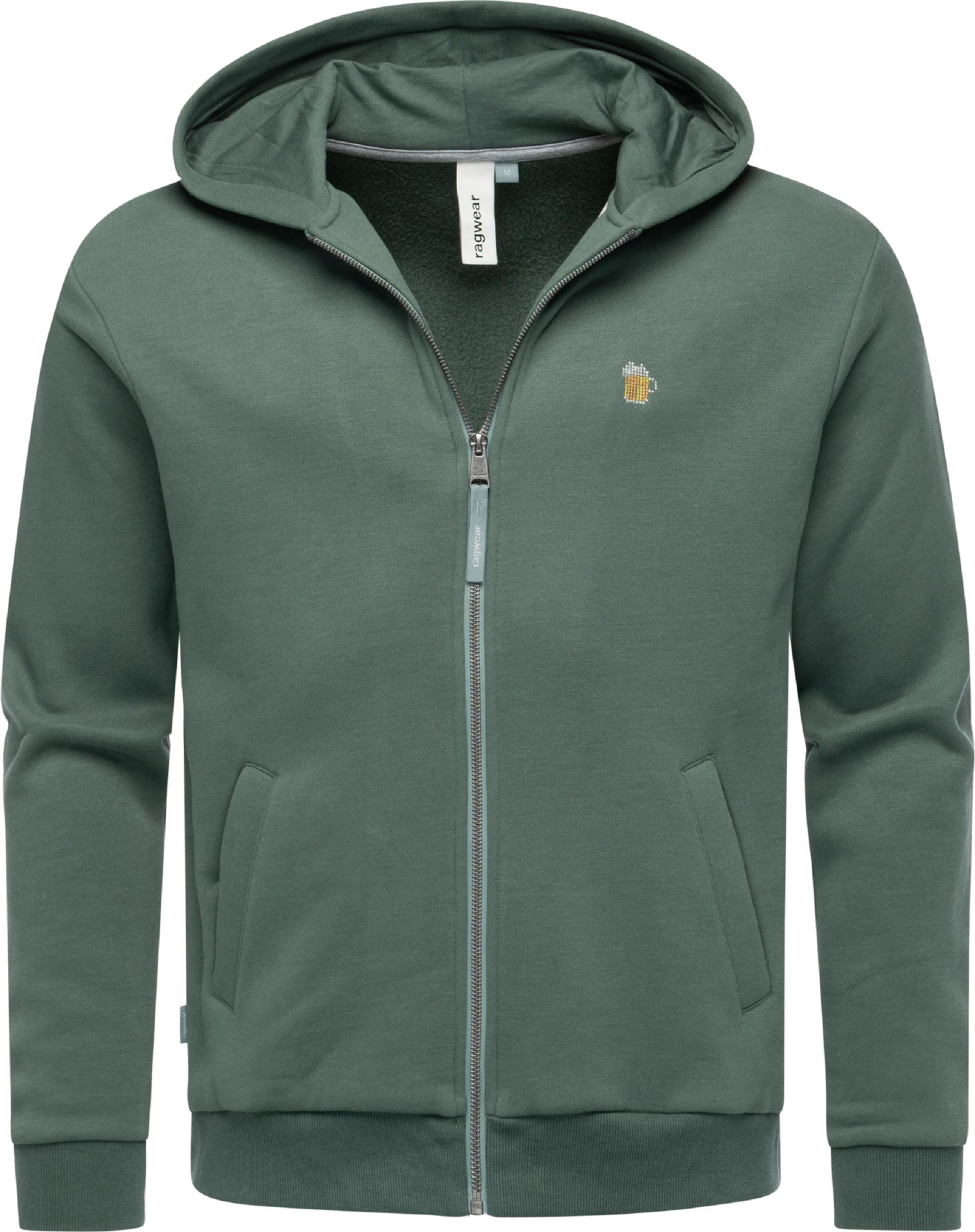 Ragwear Zip-Up Hoodie 'Natten Emb' in Green: front