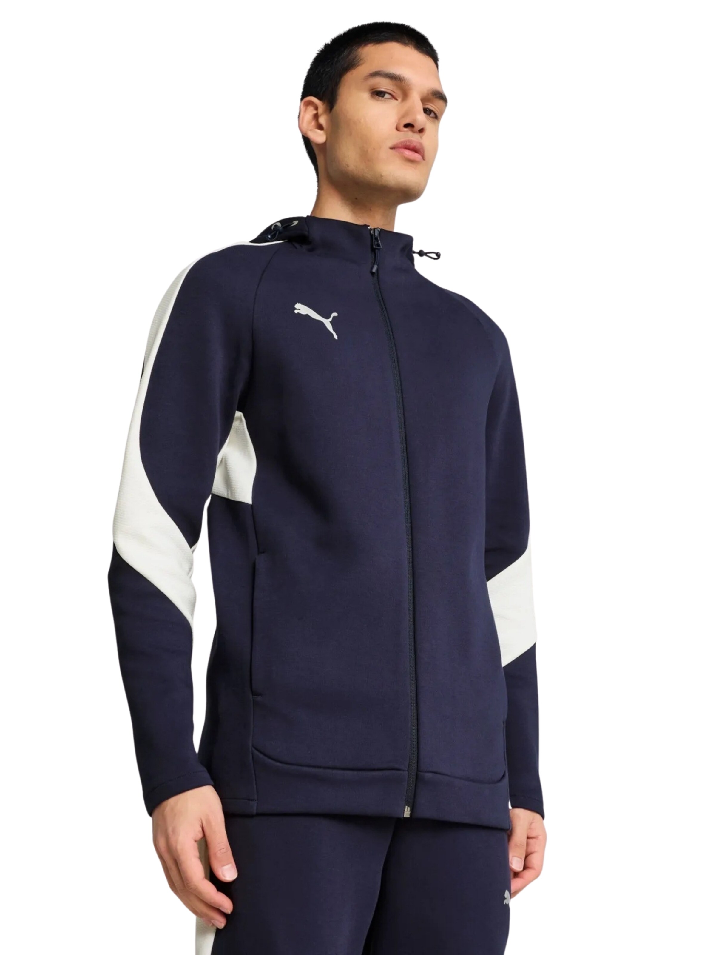Giacca di felpa sportiva 'teamEVOSTRIPE' di PUMA in blu