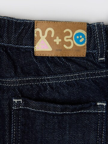Maru + Bo Wide leg Jeans 'EMBROIDERED BALLOON' in Blue