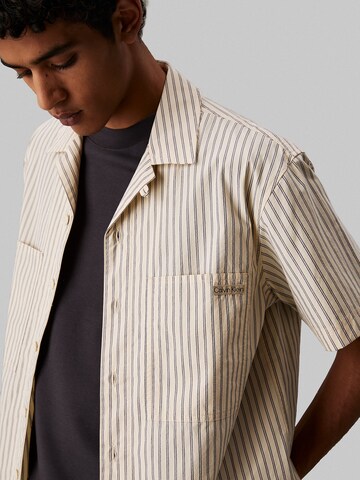 Calvin Klein Jeans Comfort fit Button Up Shirt in Beige