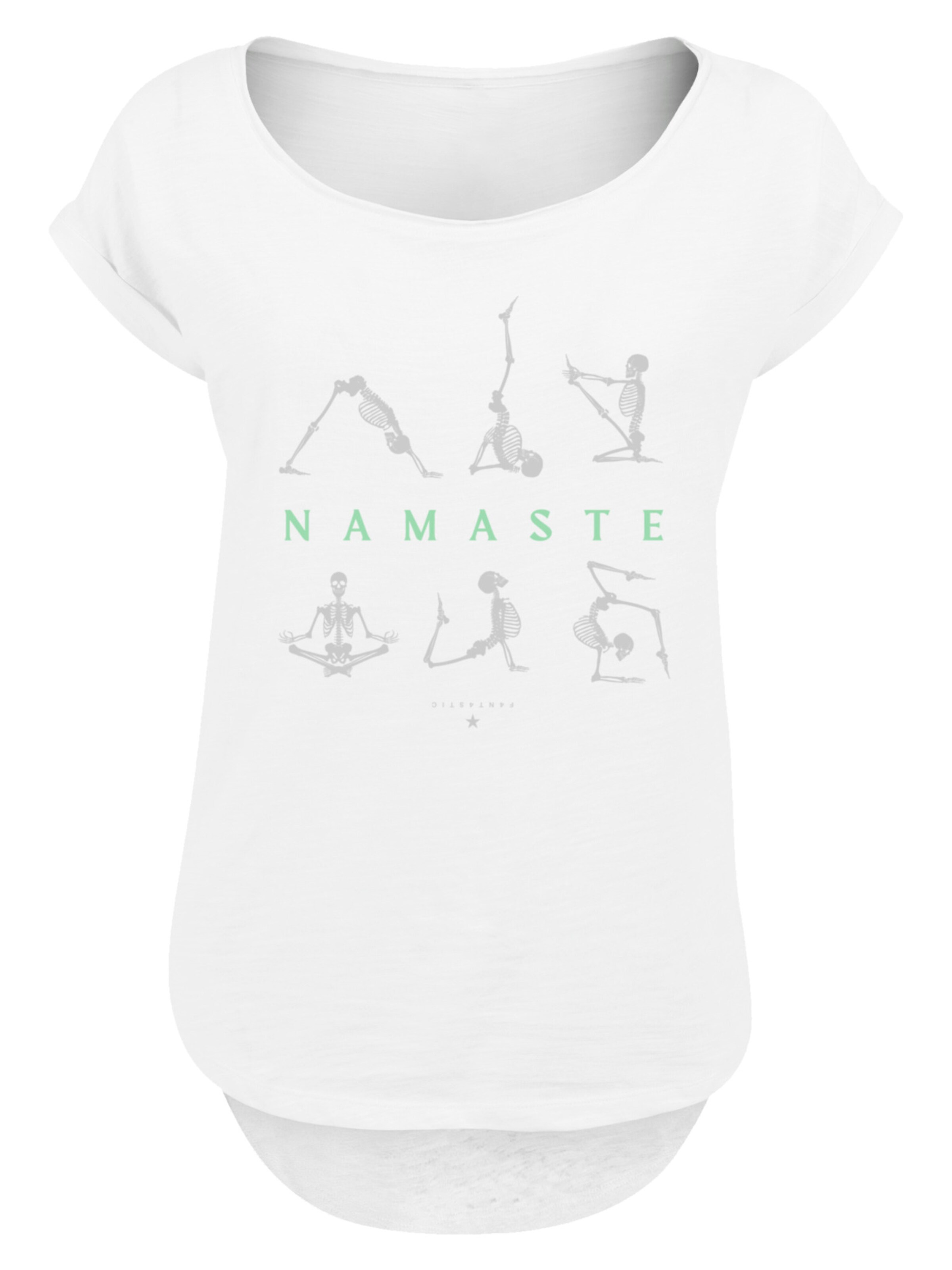 F4NT4STIC Shirt 'Namaste Yoga Skelett Halloween' in White: front