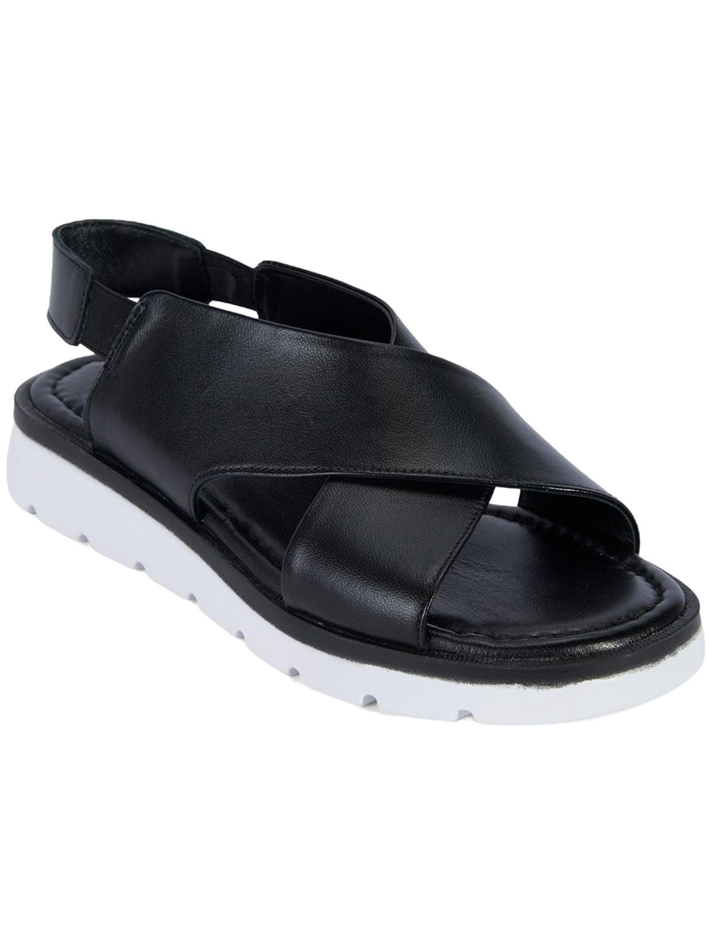 Desa Sandale 'DESA Damen-Ledersandalen mit gekreuzten Riemen'‌‌‌‌‌‌‌‌ in Schwarz: Vorderseite