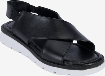 Desa Sandale 'DESA Damen-Ledersandalen mit gekreuzten Riemen' in Schwarz: Vorderseite