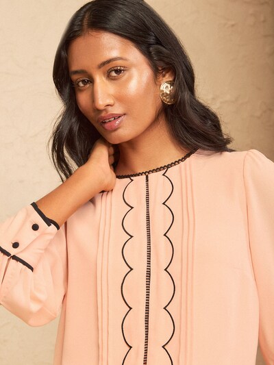 love & roses Bluse i S i fersken / sort, Produktvisning