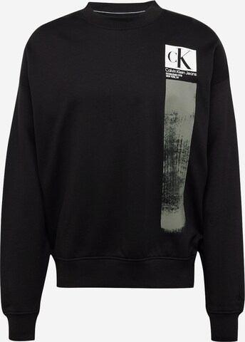 Calvin Klein Jeans - Sudadera 'BRUSHSTROKE' en negro: frente