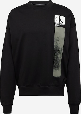 Sweat-shirt 'BRUSHSTROKE' Calvin Klein Jeans en noir : devant