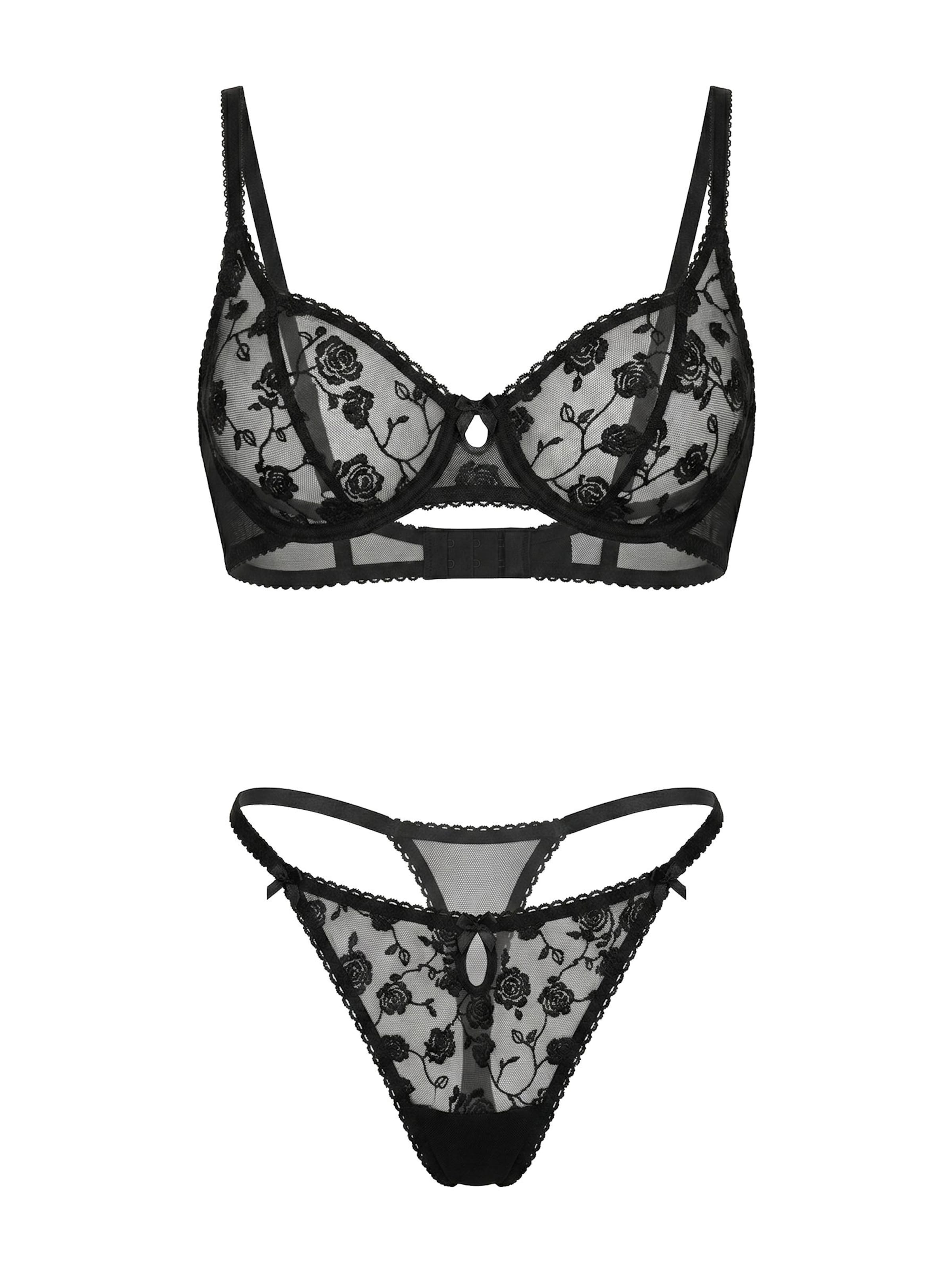 Balconcino Set di biancheria 'Rosa' di L.BEV in nero: frontale