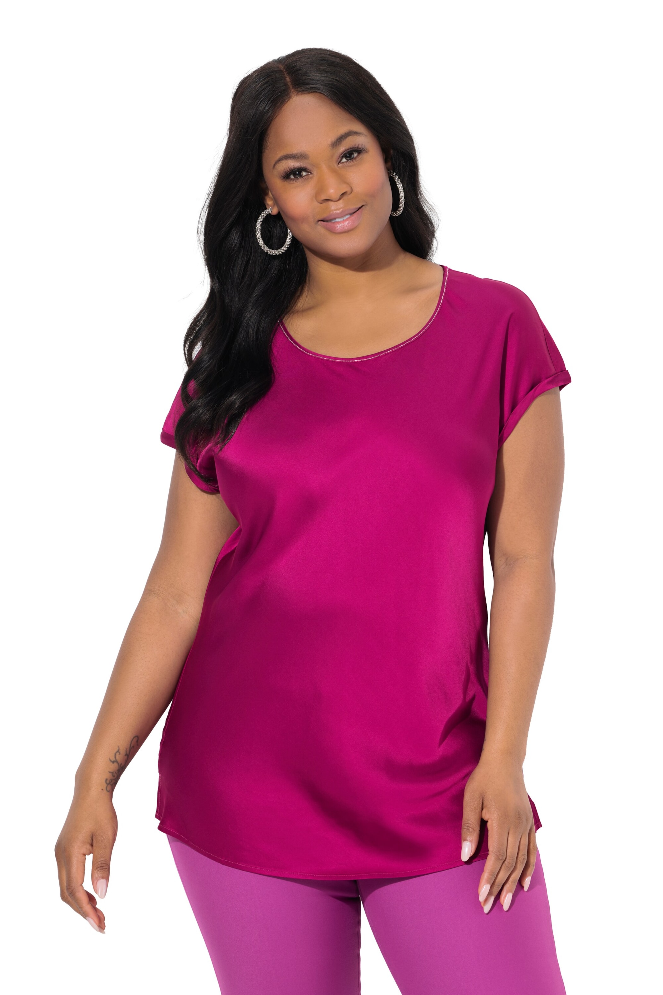 Ulla Popken Blouse in Roze: voorkant