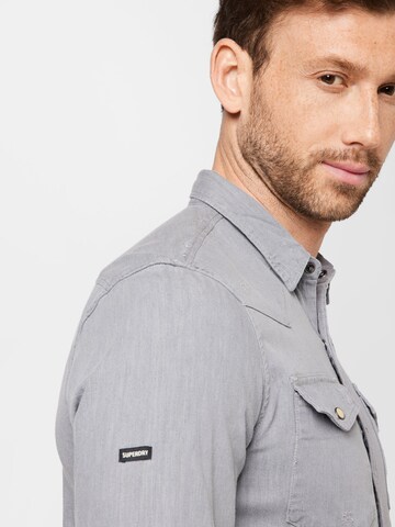 Superdry Regular fit Button Up Shirt 'Studios Western' in Grey