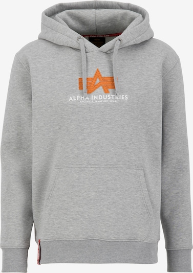 ALPHA INDUSTRIES Sweatshirt i gråmelerad / orange / vit, Produktvy