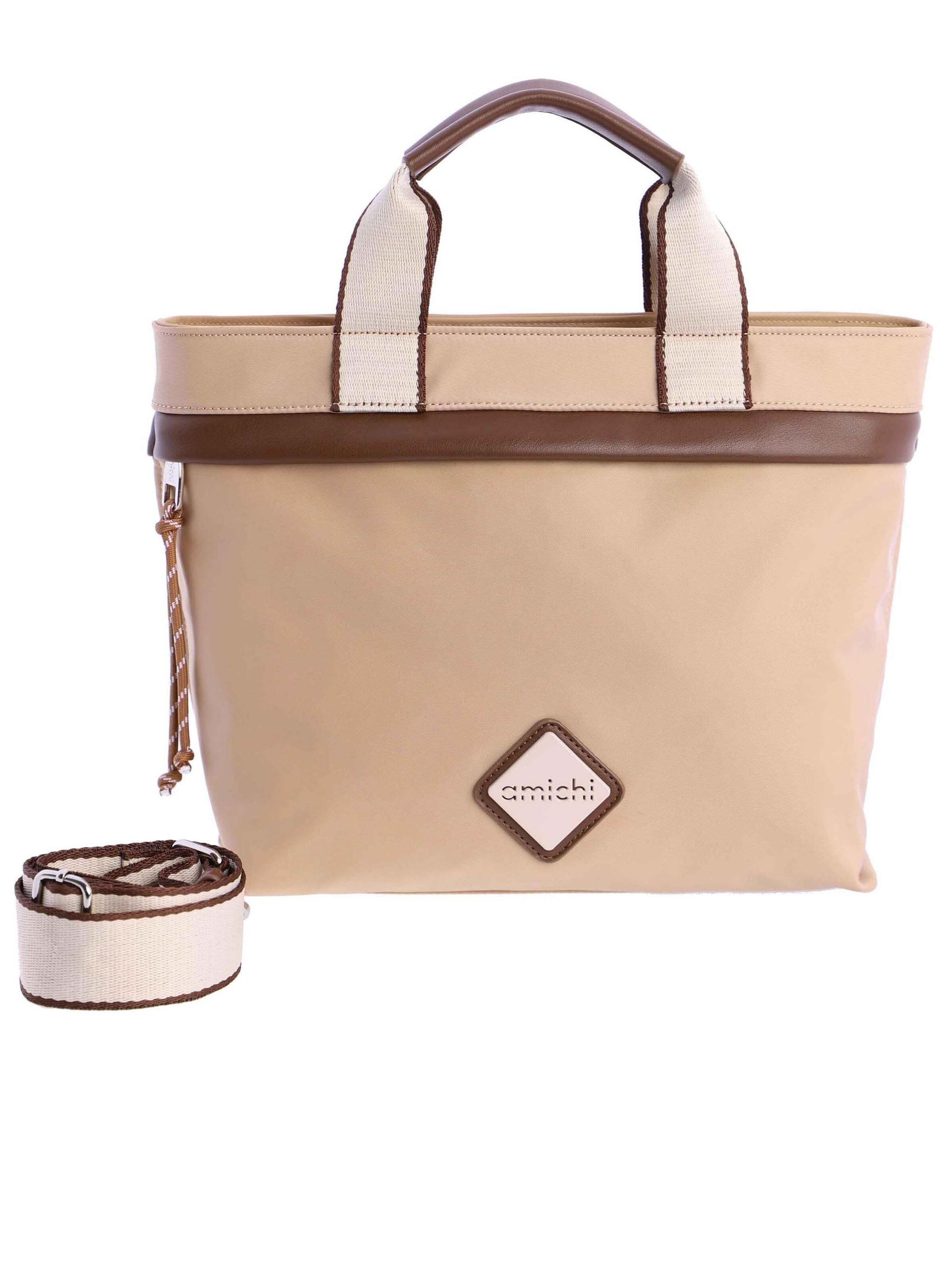 Amichi - Bolso de mano 'Bolso de mano para mujer Aurora de nailon con cremallera' en beige: frente