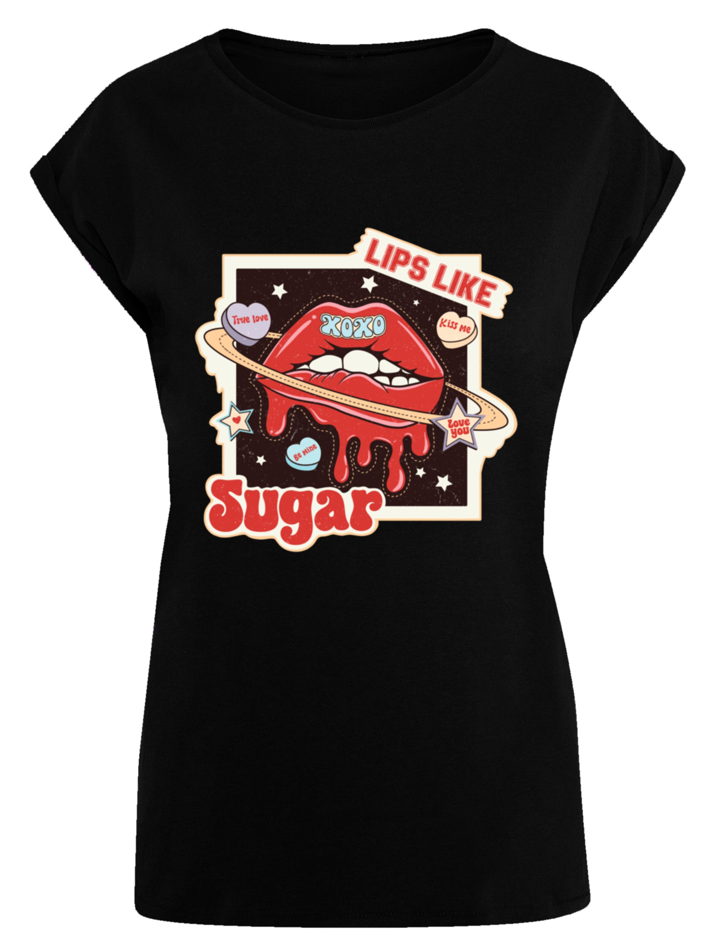 T-shirt 'Lips like sugar retro fashion  Valentinstag' F4NT4STIC en noir : devant