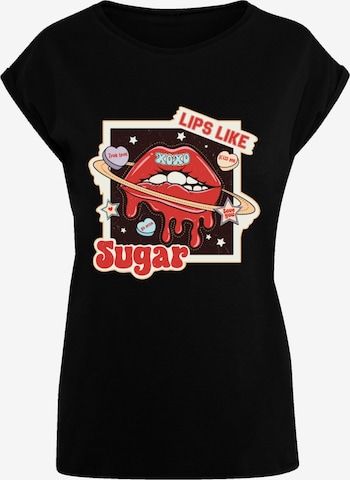 T-shirt 'Lips like sugar retro fashion Valentinstag' F4NT4STIC en noir : devant
