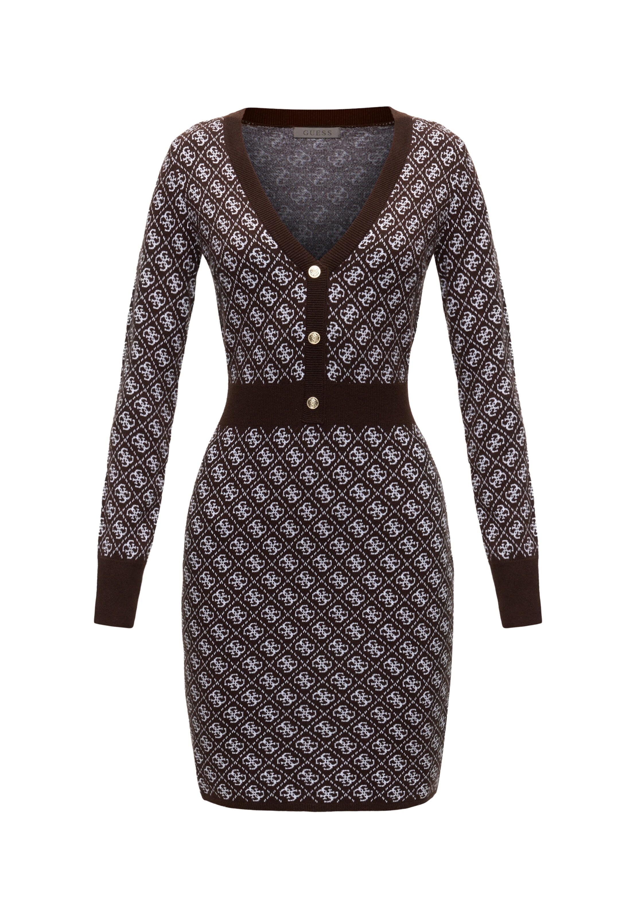 GUESS Πλεκτό φόρεμα 'AUBREY' σε καφέ: μπροστά