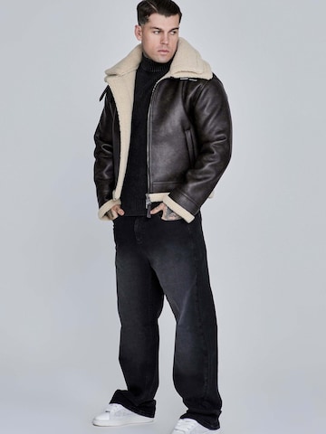 SikSilk Winter Jacket 'Aviator Jacket' in Brown