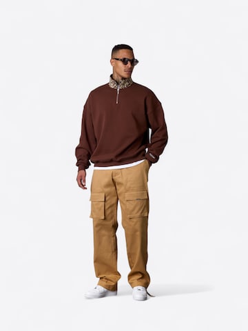 Felpa ' Leo Aesthetics Oversized Halfzip ' di ESTEEM in marrone