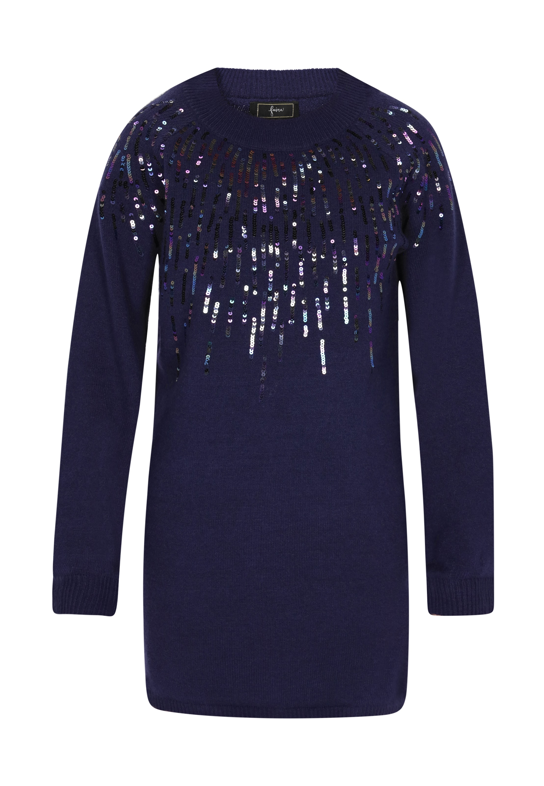 faina Gebreide jurk in Blauw: voorkant