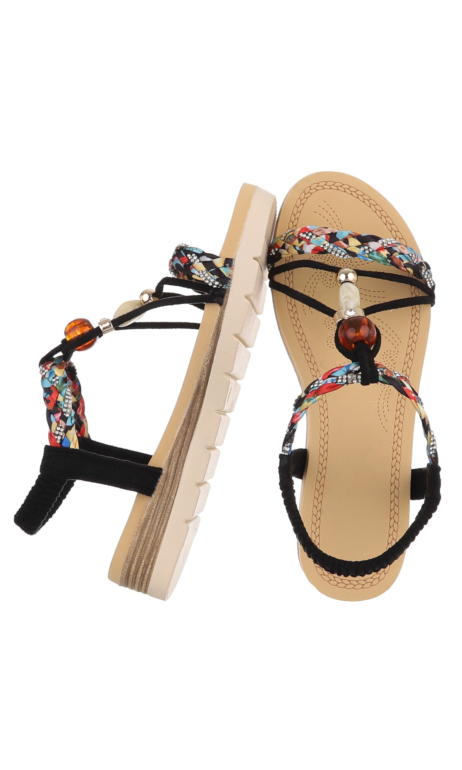 Ital-Design Strap Sandals in Black