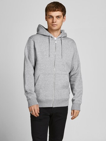 JACK & JONES - Sudadera con cremallera en gris: frente