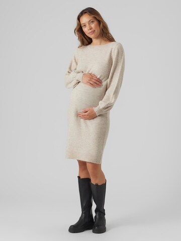 Vero Moda Maternity Knit dress 'VMMLefile' in Beige: front