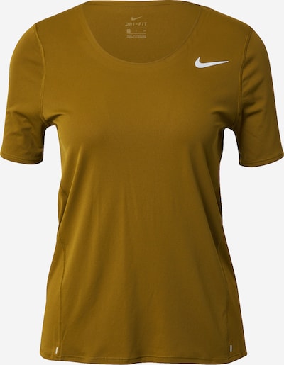 Sportiniai marškinėliai 'City Sleek' iš NIKE, spalva – alyvuogių spalva / balta, Prekių apžvalga