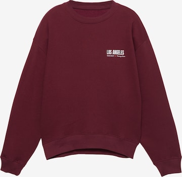 Pull&BearSweater majica 'LOS ANGELES' - crvena boja: prednji dio