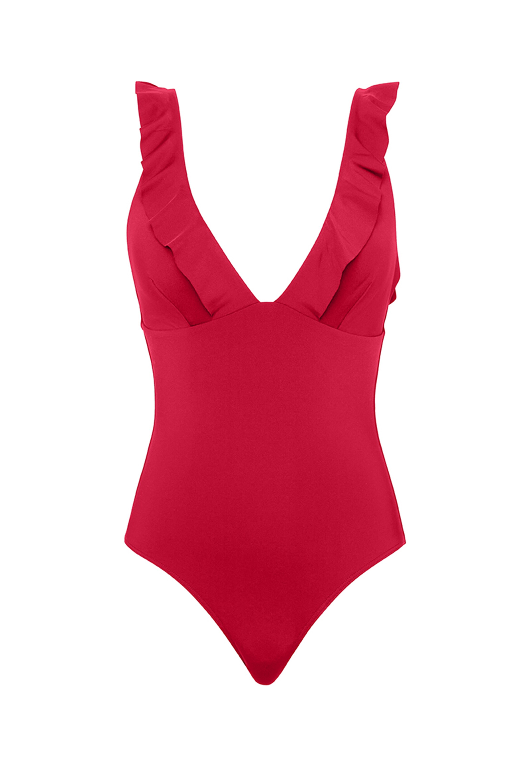SEA LEVEL Triangel Badpak 'Frill Essentials' in Rood: voorkant