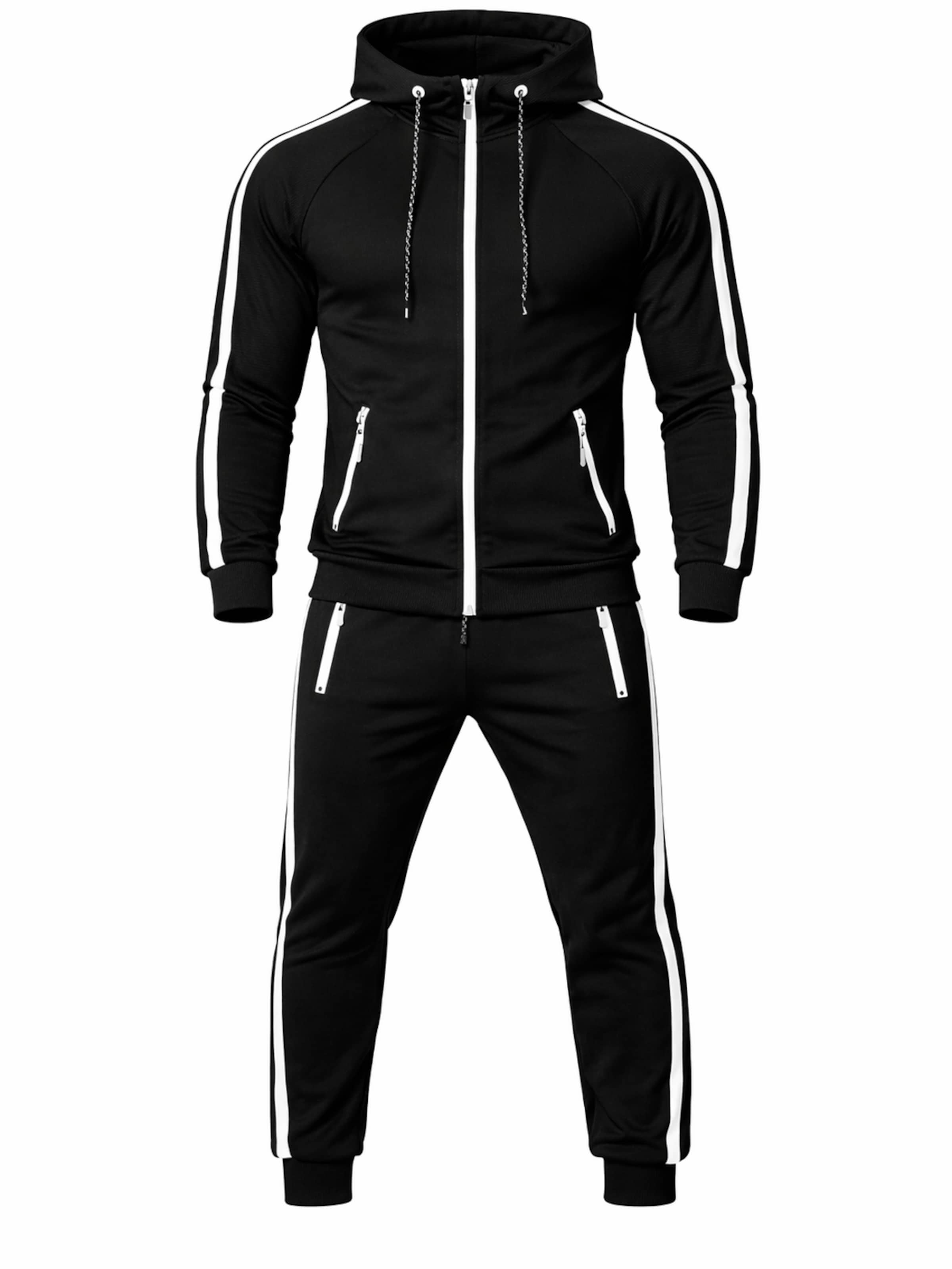 L.Gonline Sweatsuit 'Herren Jogginganzug Freizeitanzug Sportlich 3750' in Black: front