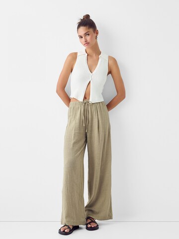 Bershka Wide Leg Hose in Beige