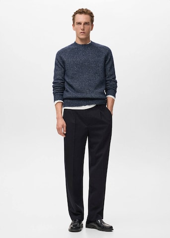 MANGO MAN Regular Pleat-Front Pants 'Piedra' in Black