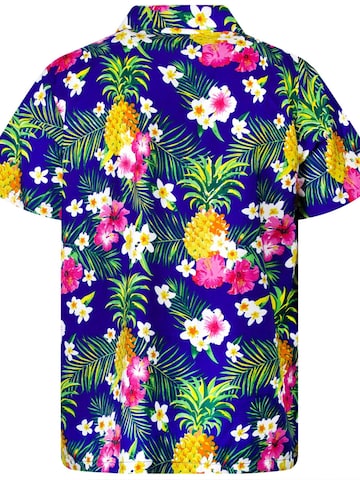 King Kameha Shirt 'Pineapple Flowers' in Blauw