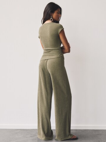 Pull&Bear Wide Leg Hose in Grün