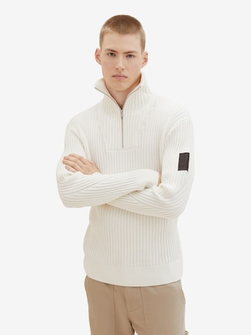 TOM TAILOR DENIM Sweter w kolorze biały: przód