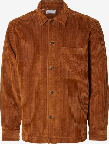 SELECTED HOMME Button Up Shirt in Brown: front