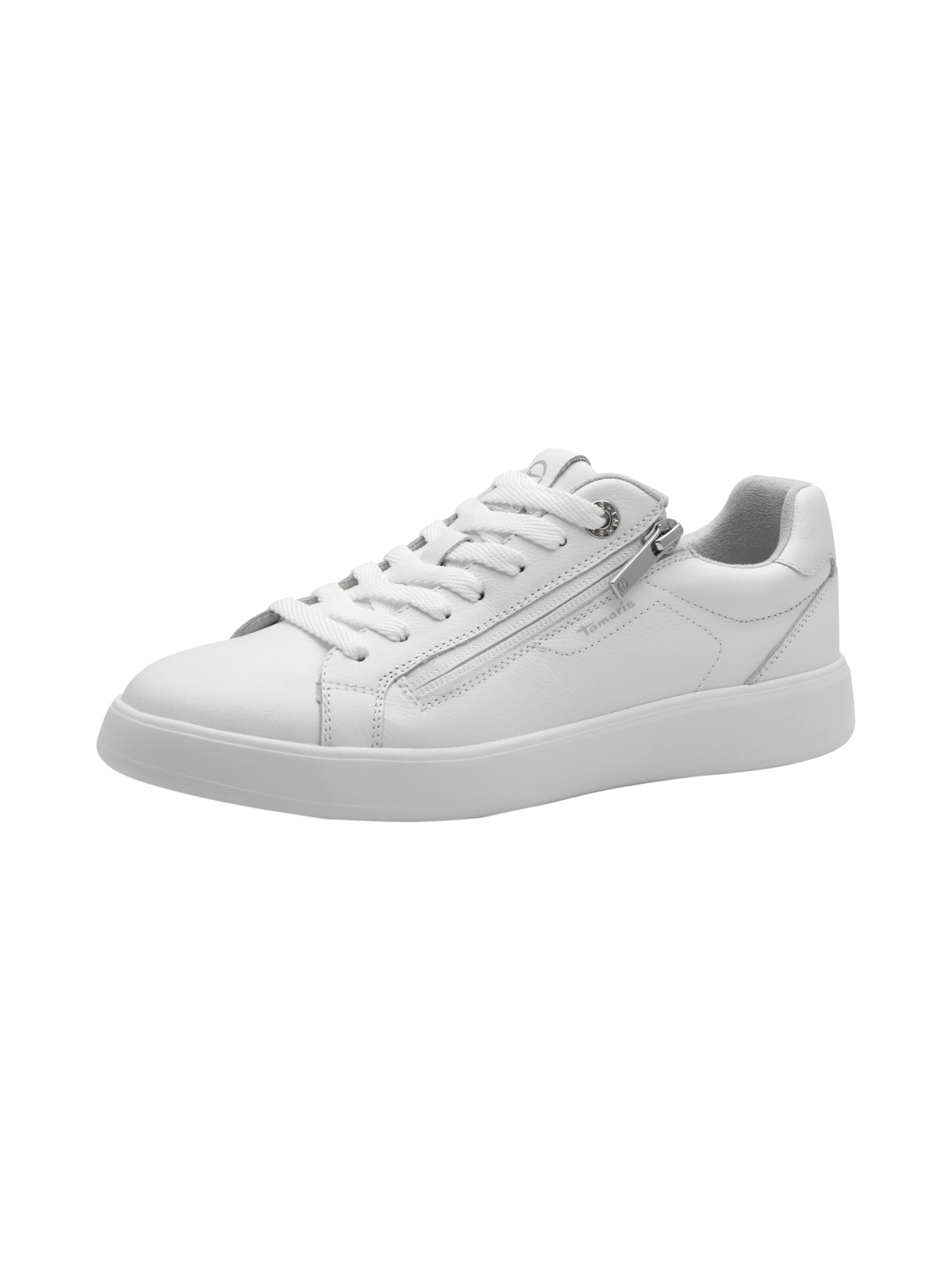 Chaussure de sport à lacets 'Leder-Sneaker' Tamaris en blanc