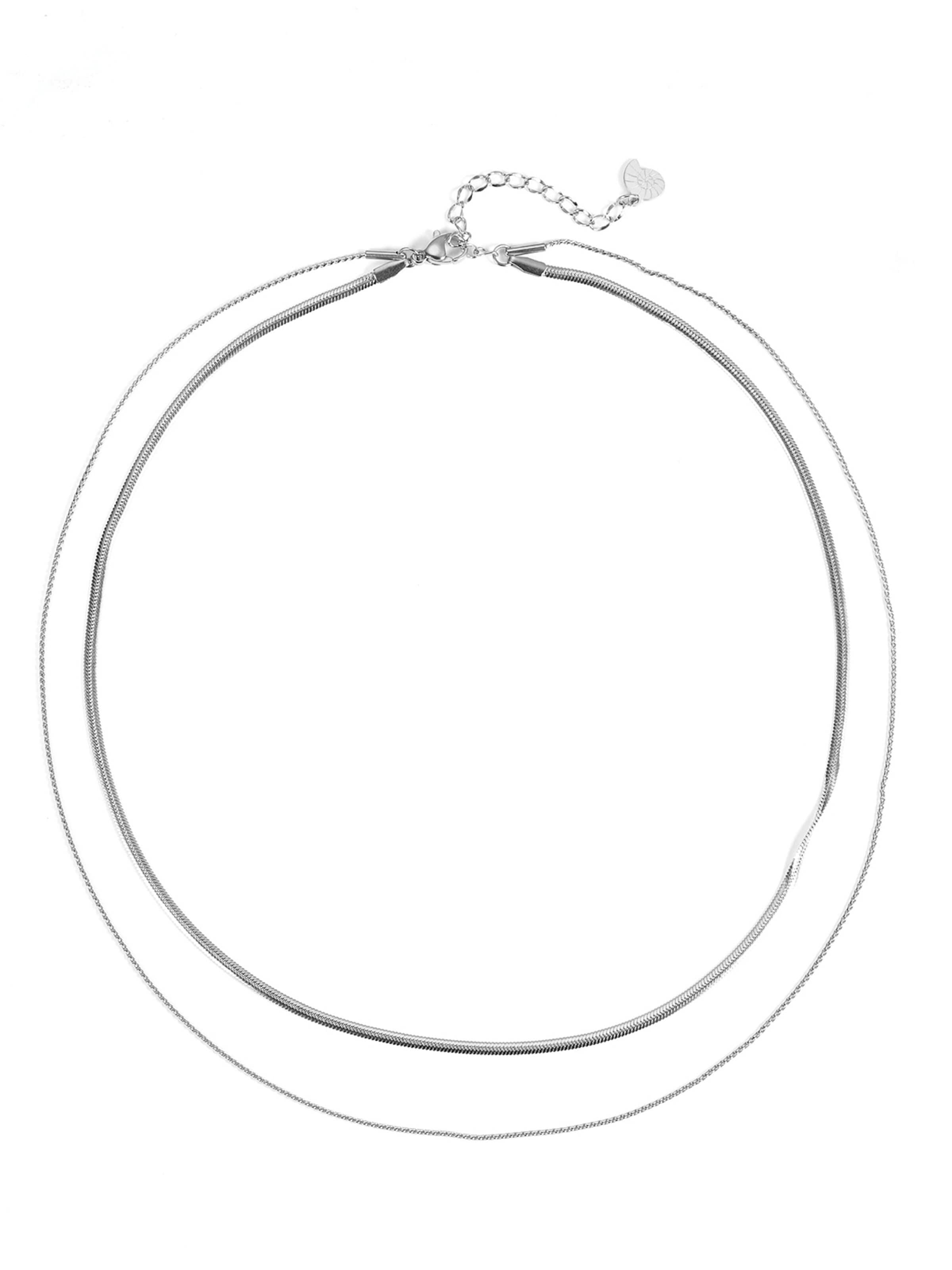 Hey Happiness Necklace 'Duo Shine' in Silver: front